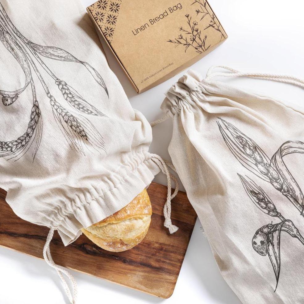 Natural Linen Bread Bags - Pack of 2 - SATURDAY Pick-Up Philip Island